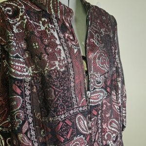 CJ Banks Burgundy and Black Textured Jacket Size2X